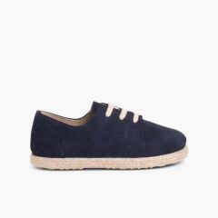 Zapatillas Cordones Serraje y Yute Niños Azul Marino