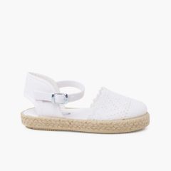 Alpargata Calada para Niñas con Hebilla Blanco