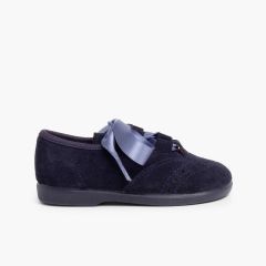 Zapato Inglés Niños en Serraje Azul Marino