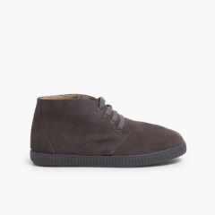 Botas de Pelo Interior con Cordones Gris