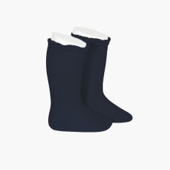 Calcetines altos con puntilla Azul Marino