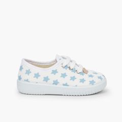 Zapatilla niños lona estrellas  Celeste