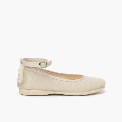 Bailarina lino pulsera lazo trasero organza Beige