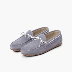 Mocasín niño serraje ceremonia lazo Azul