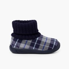 Zapatillas Casa Bota Cuello Tipo Calcetín  Azul Marino