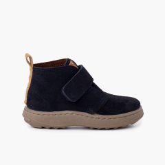  Botas serraje niños suela sport tira adherente Azul Marino