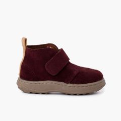  Botas serraje niños suela sport tira adherente Burdeos