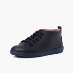 Zapatos Piel Tipo Botines Pisacacas Azul Marino