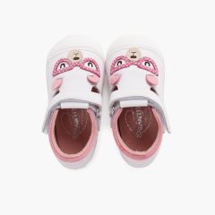 Sandalias bebé niña suela flexible osito Rosa