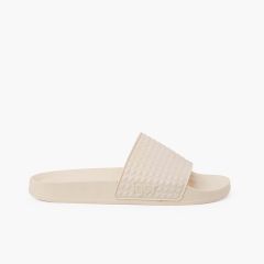 Chanclas Mujer Tira Ancha Colores Empolvados Marfil