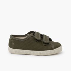 Zapatillas lona reciclada rpet tiras adherentes Verde Oliva