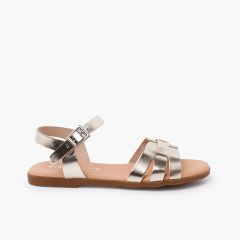 Sandalias niña y mujer pala romana piel Oro