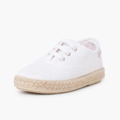 Zapatillas Tipo Alpargatas Tela Bordado Suizo Blanco