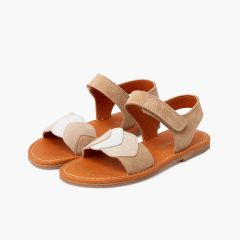 Sandalias niña multicolor de serraje con cierre adherente Arena