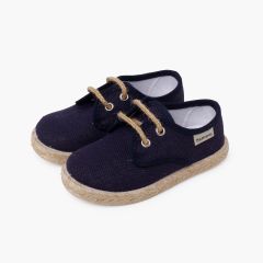 Bluchers lino cordones y base yute Azul Marino