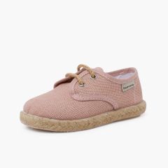 Bluchers lino cordones y base yute Rosa Viejo