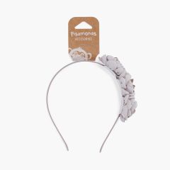 Diadema flores bordes quemados Gris Claro