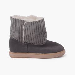 Botas pana y serraje interior borreguito Gris