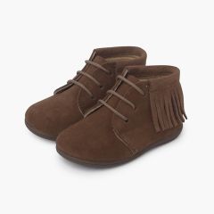 Botas Flecos Cordones Primeros Pasos Topo