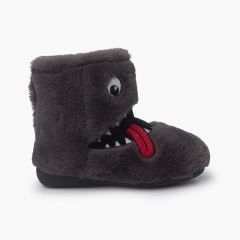 Botas Casa Invierno Dibujo Monstruo Gris