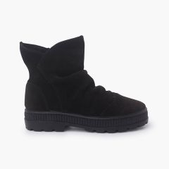 Botas serraje efecto arrugado Negro