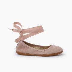 Bailarinas elástico lazo y pulsera Nude