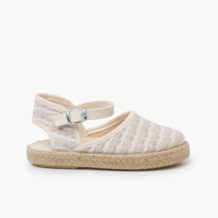Alpargatas cuadritos bordados plumeti  Beige