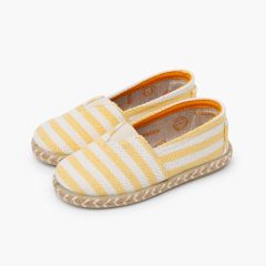 Alpargatas rayas tipo camping con elástico Amarillo