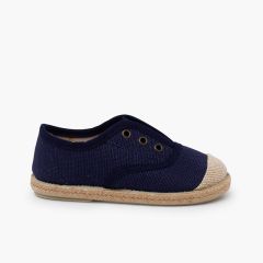 Zapatillas lino sin cordones puntera yute Azul Marino