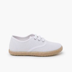 Zapatillas lino cordones suela alpargata Blanco