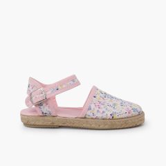 Alpargatas de flores con hebilla Rosa