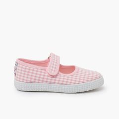 Merceditas zapatilla vichy tira adherente Rosa