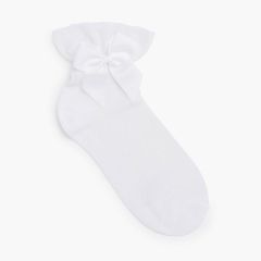 Calcetines ceremonia puño de tul y lazo Blanco