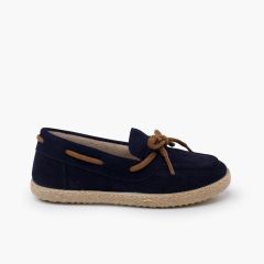 Mocasines serraje cordón suela yute Azul Marino