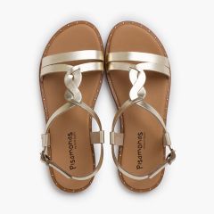 Sandalias niña y mujer tira central trenza Oro