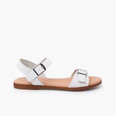 Sandalias niña y mujer. Pala con hebilla ancha Blanco