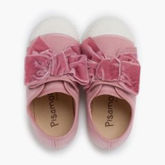 Zapatillas lazo terciopelo Rosa