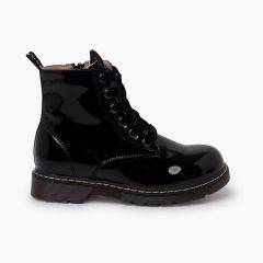 Botas cordones terciopelo tipo charol Garvalín Negro