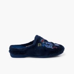 Zapatillas casa tipo zueco gaming Azul Marino