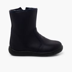 Botas lisas piel lavable niños Azul Marino