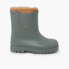 Botas de agua niño y niña de borreguito Verde