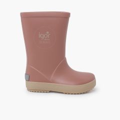 Botas agua niños suela beige Rosa