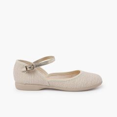 Mercedita escotada tipo lino pulsera metalizada Crudo