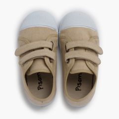 Zapatillas blanditas lona eco tira adherente Beige
