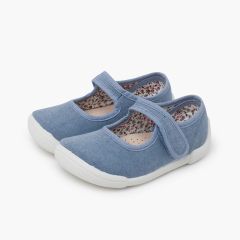 Merceditas barefoot tira adherente piso blanco Azul