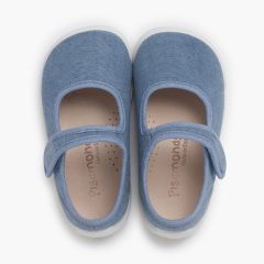 Merceditas barefoot tira adherente piso blanco Azul