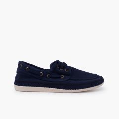 Náuticos Casual Tallas Altas Lona Lavada Azul Marino