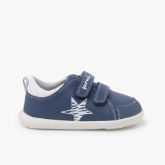 Zapatillas piel soft estrella cierre autoadherente Azul