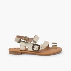 Sandalias gladiador napa hebilla Champagne