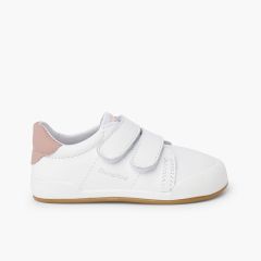 Deportivas Blanditos talonera contraste  Blanco y Rosa